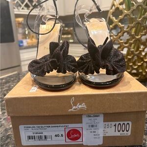 Christian Louboutin Fossiliza 100 Glitter – Black/Transparent ✨